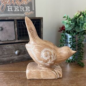 New Boho Farmhouse Ceramic Carved Bird
